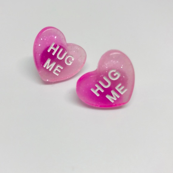 Hug Me Ombré Glitter Conversation Heart Earrings - Picture 9 of 15
